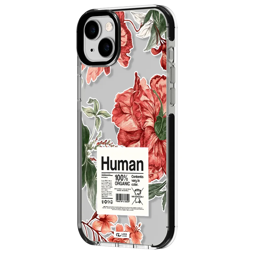 a cover of a book with flowers Apple iPhone 14 plus impact black border Case