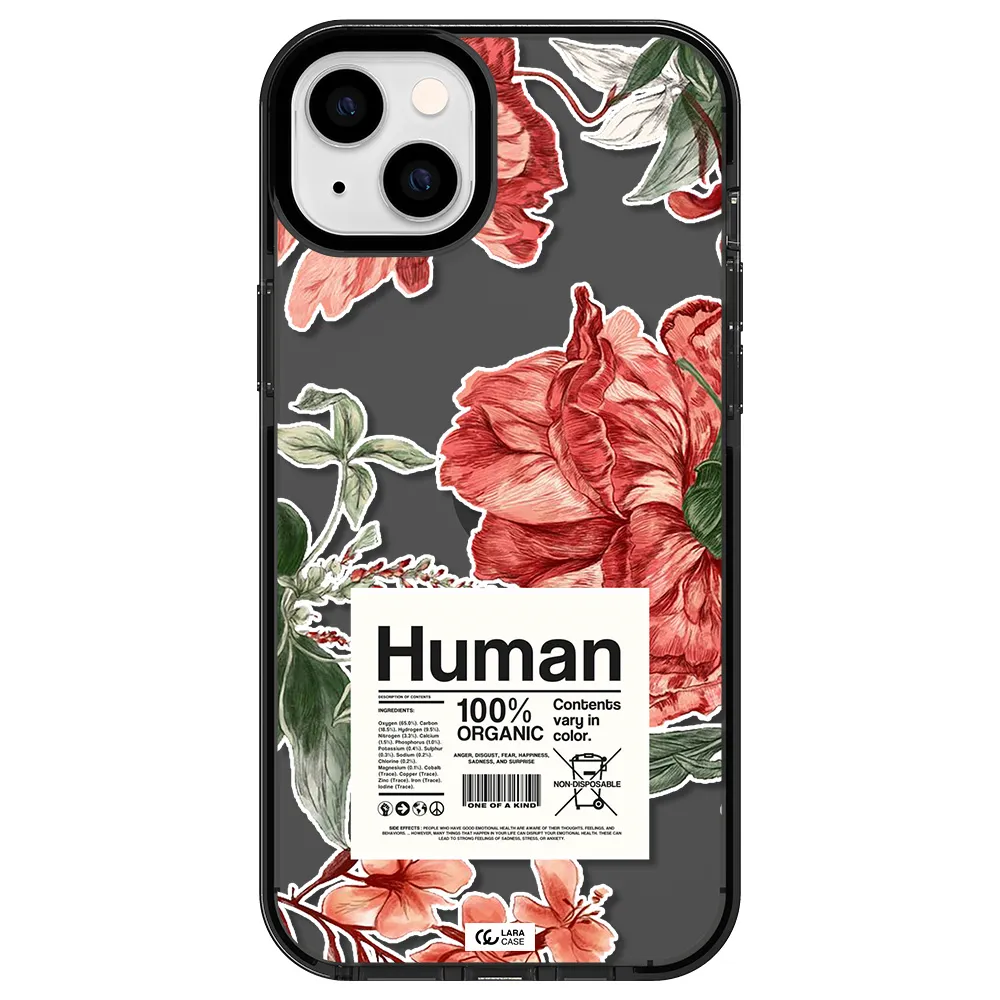 a cover of a book with flowers Apple iPhone 14 plus impact Smoke Black Case