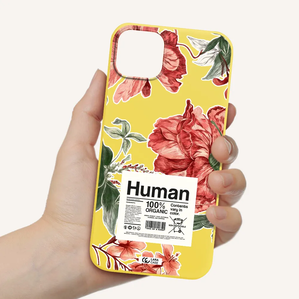 a cover of a book with flowers Apple iPhone 14 plus Silicone canary yellow Case