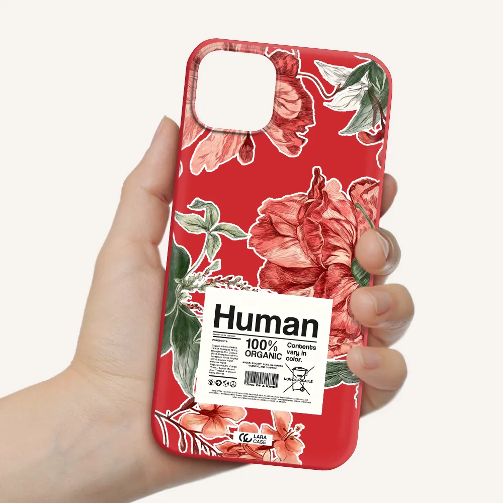 a cover of a book with flowers Apple iPhone 14 plus Silicone Imperial Red Case