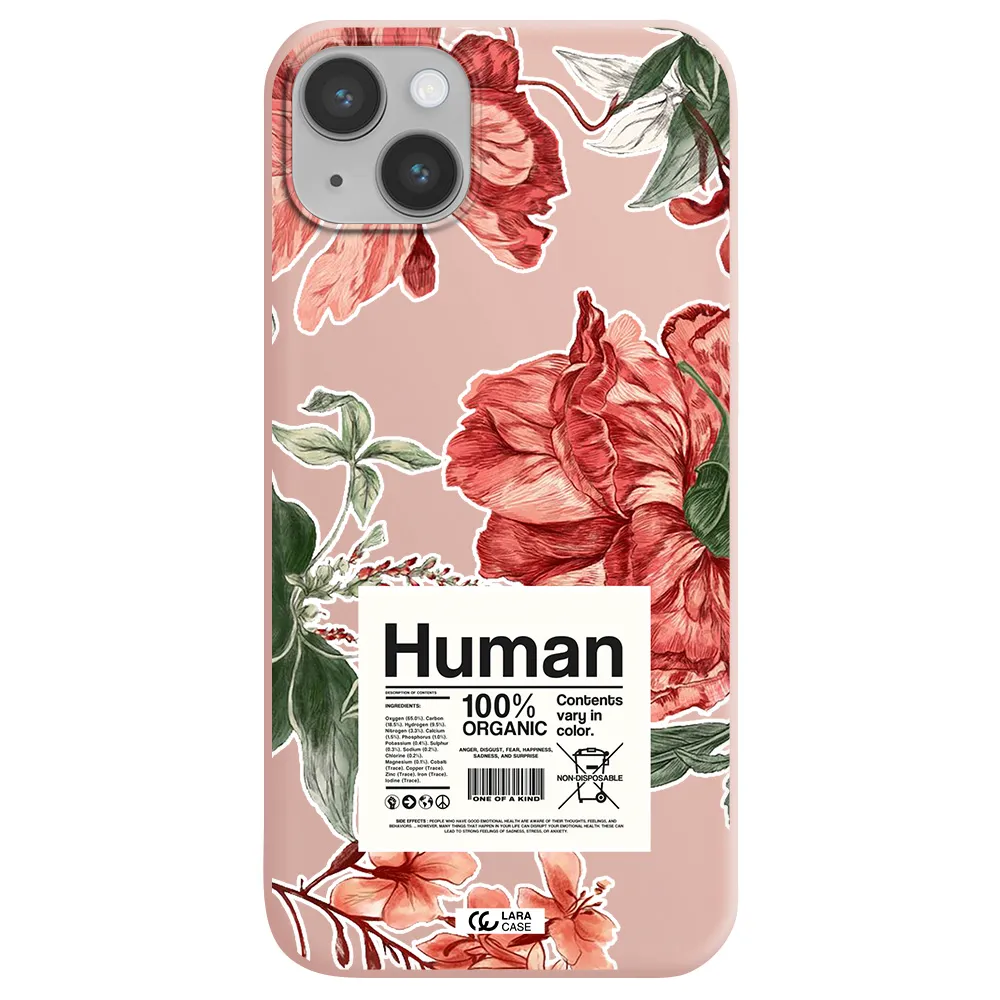 a cover of a book with flowers Apple iPhone 14 plus Silicone pastel pink Case