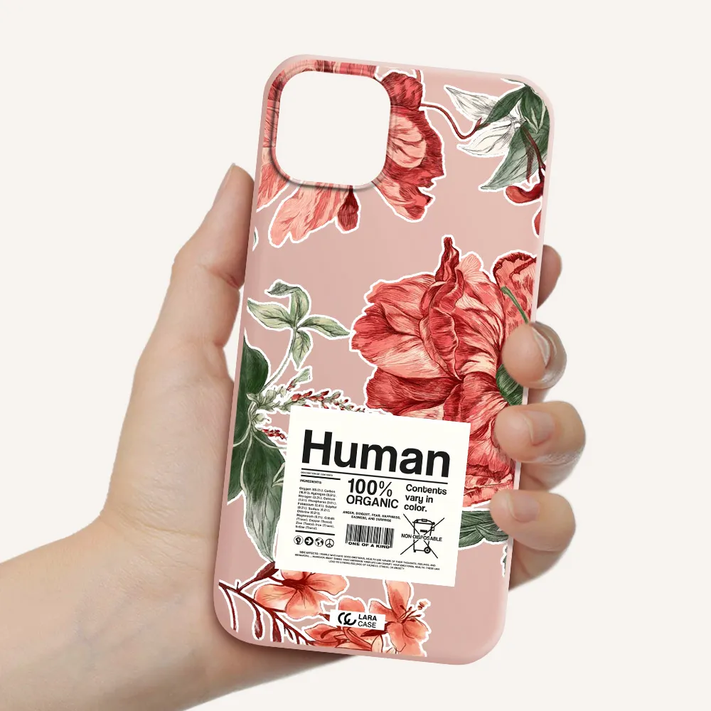 a cover of a book with flowers Apple iPhone 14 plus Silicone pastel pink Case