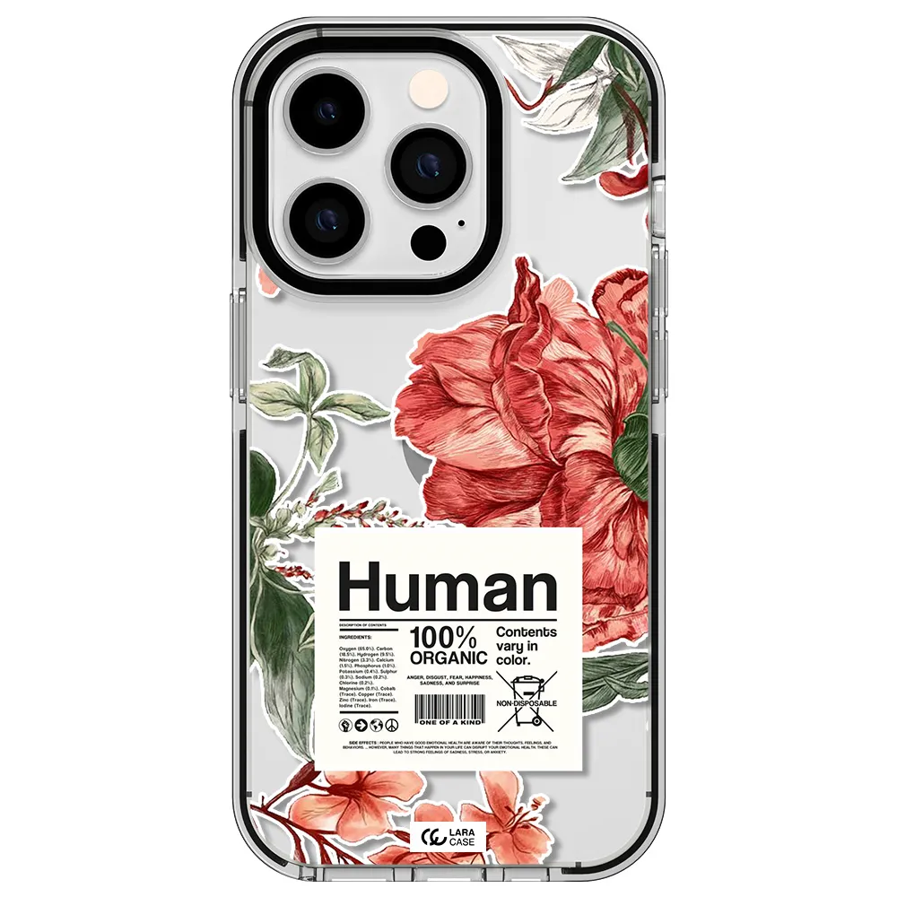 a cover of a book with flowers Apple iPhone 14 pro impact black border Case