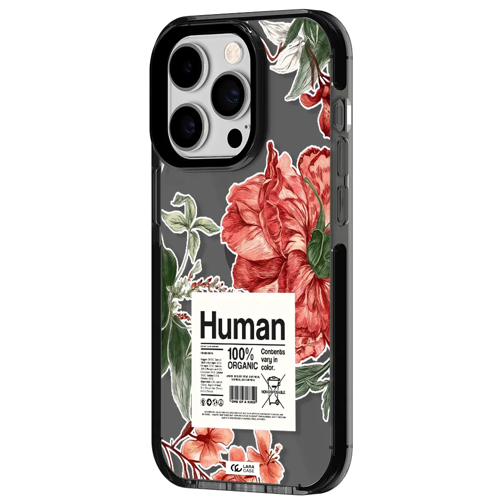 a cover of a book with flowers Apple iPhone 14 pro impact Smoke Black Case