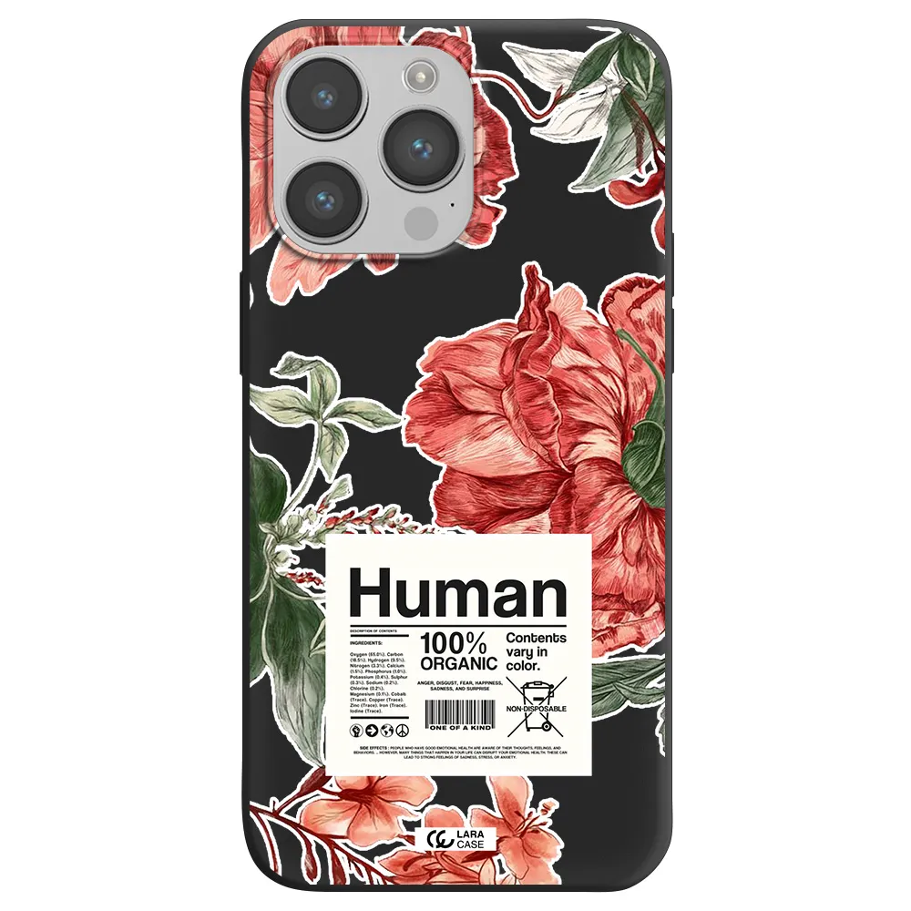 a cover of a book with flowers Apple iPhone 14 pro max Silicone black Case