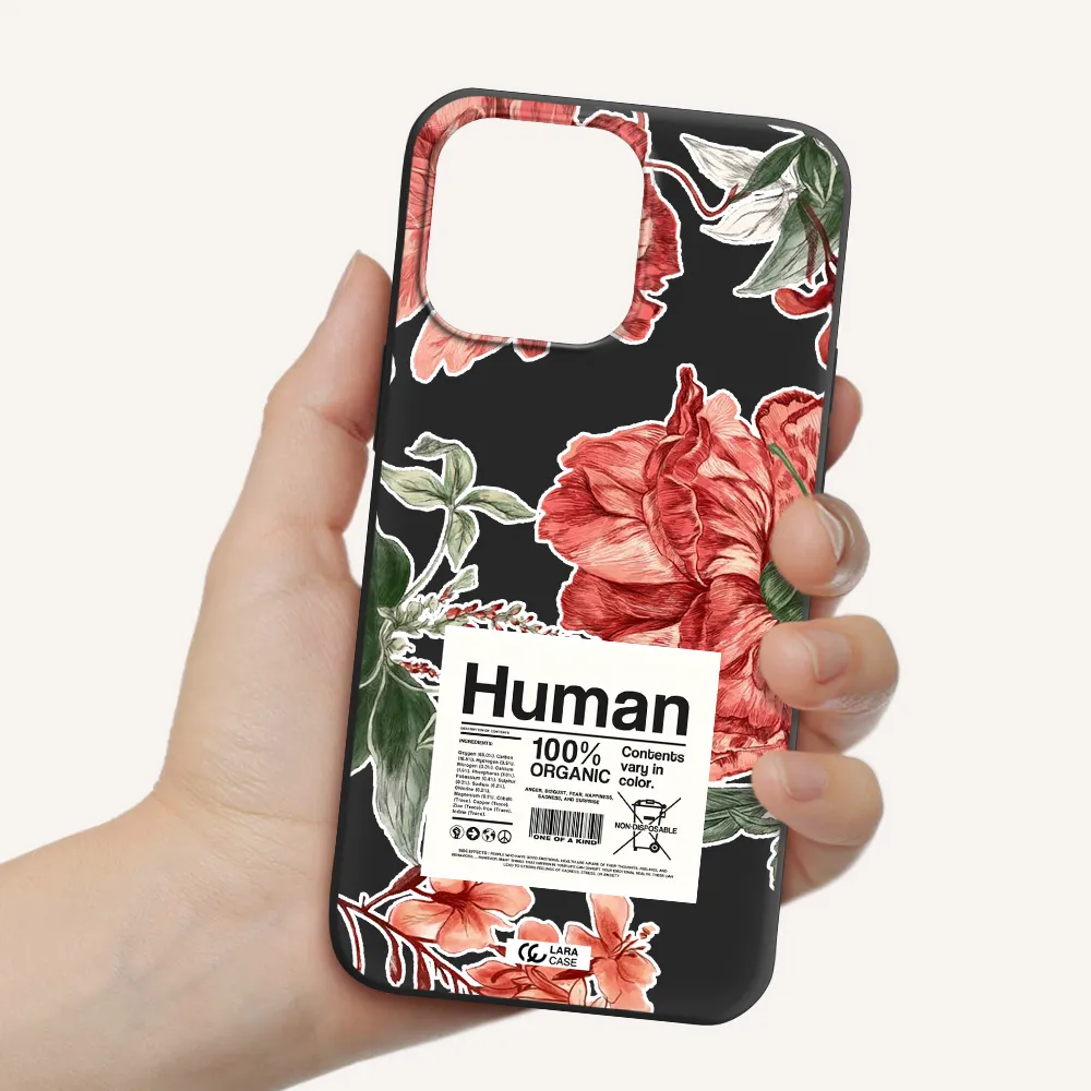 a cover of a book with flowers Apple iPhone 14 pro max Silicone black Case