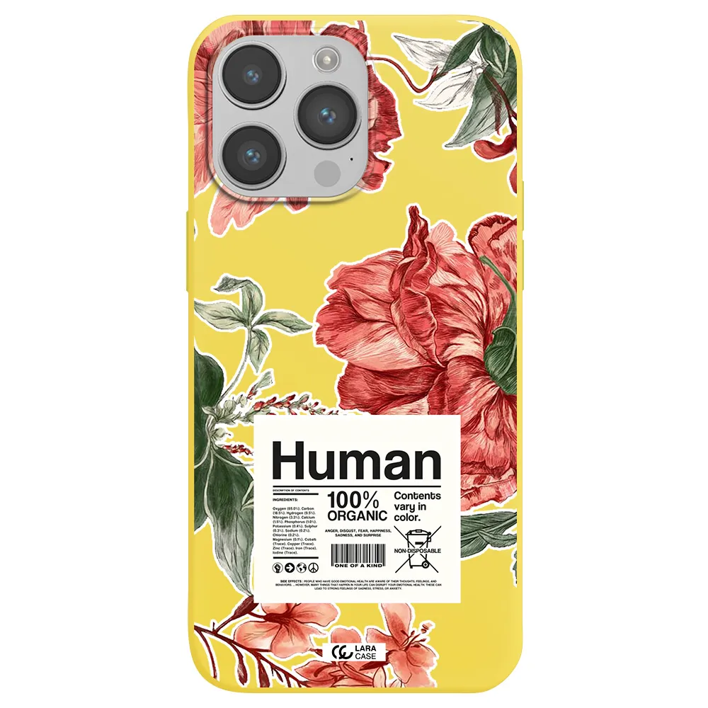 a cover of a book with flowers Apple iPhone 14 pro Silicone canary yellow Case