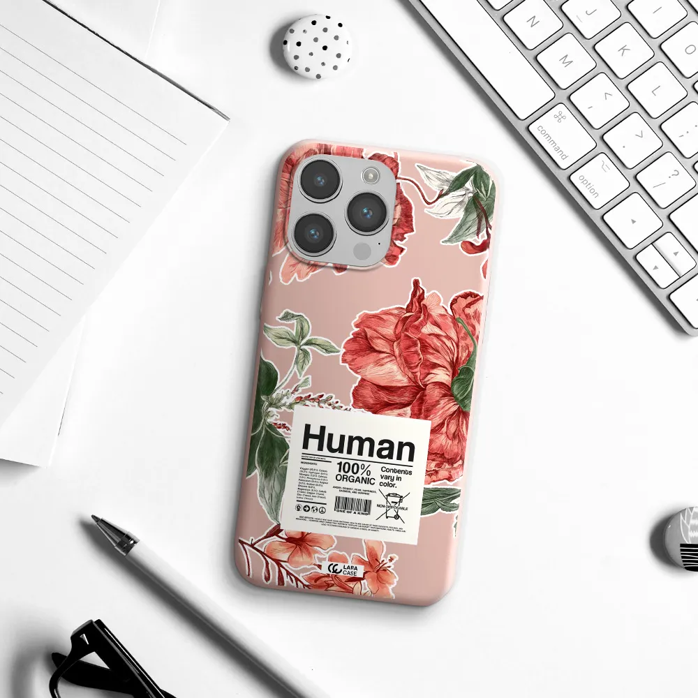 a cover of a book with flowers Apple iPhone 14 pro Silicone pastel pink Case