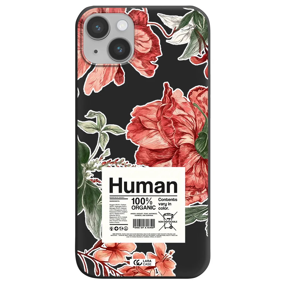 a cover of a book with flowers Apple iPhone 14 Silicone black Case