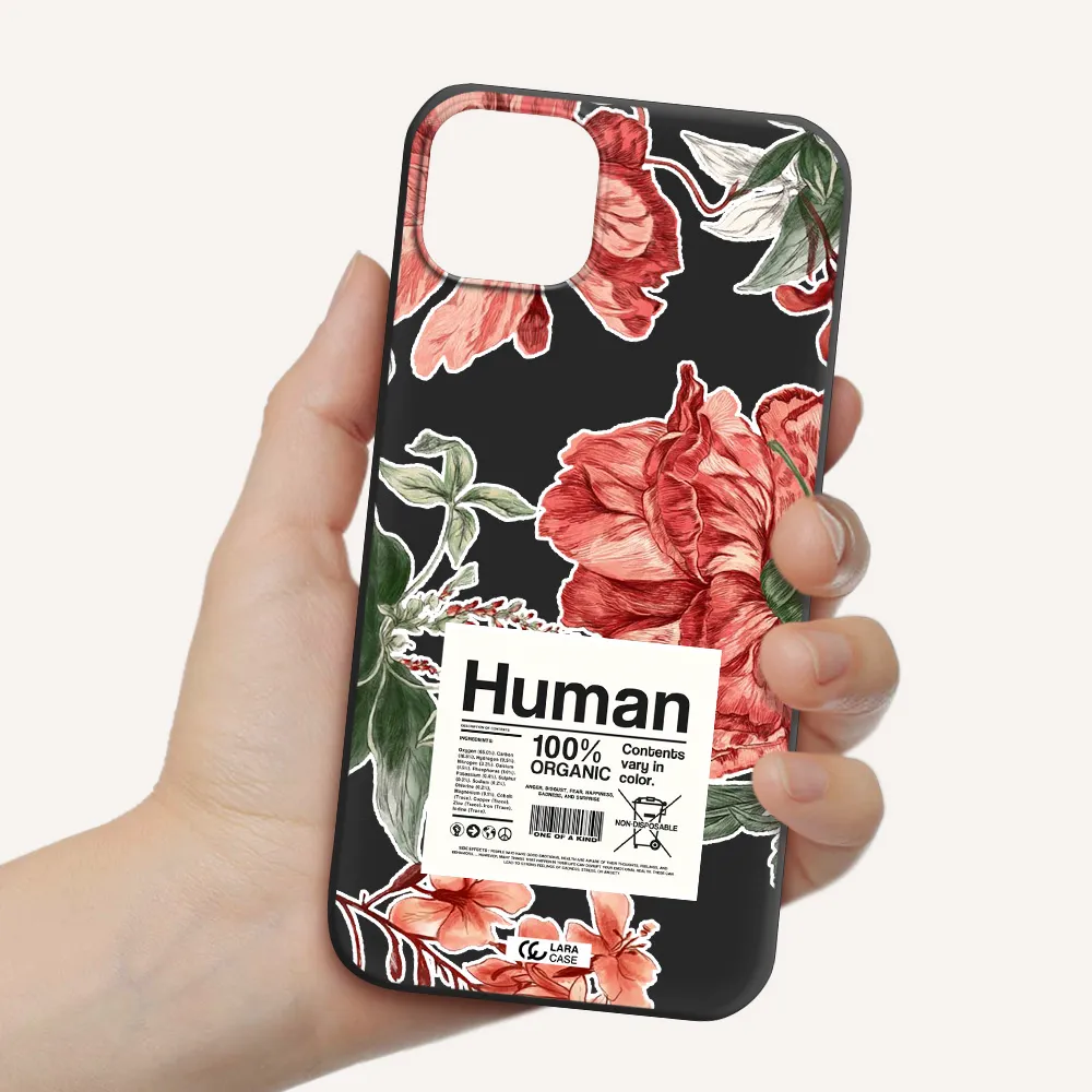 a cover of a book with flowers Apple iPhone 14 Silicone black Case