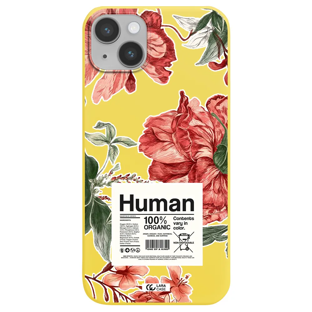 a cover of a book with flowers Apple iPhone 14 Silicone canary yellow Case