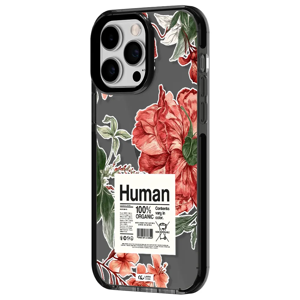 a cover of a book with flowers Apple iPhone 15 Pro Max impact Smoke Black Case