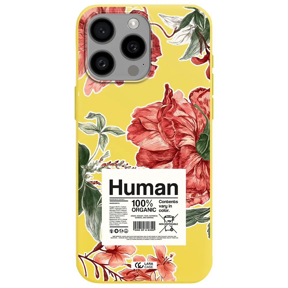a cover of a book with flowers Apple Iphone 15 Pro max Silicone canary yellow Case