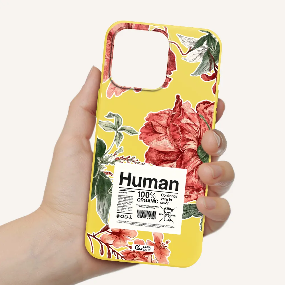 a cover of a book with flowers Apple Iphone 15 Pro max Silicone canary yellow Case