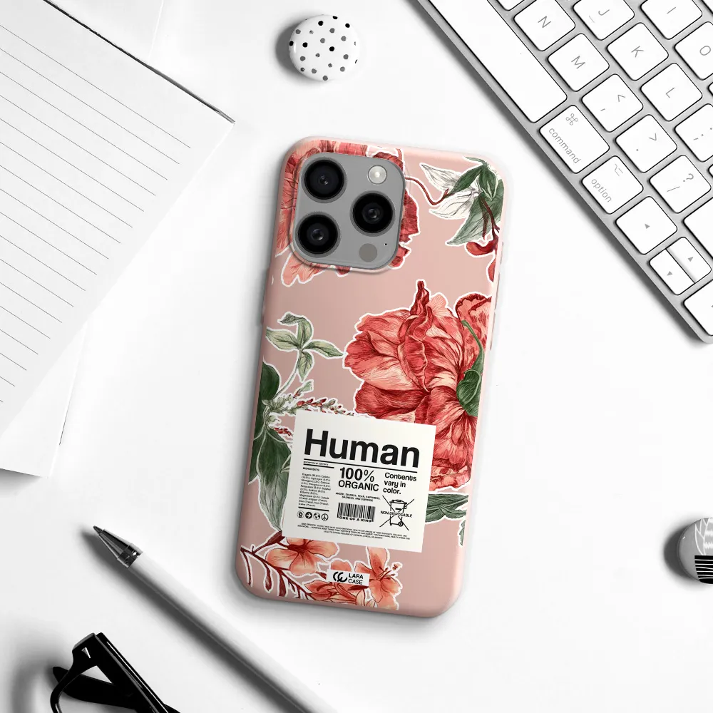 a cover of a book with flowers Apple Iphone 15 Pro max Silicone pastel pink Case