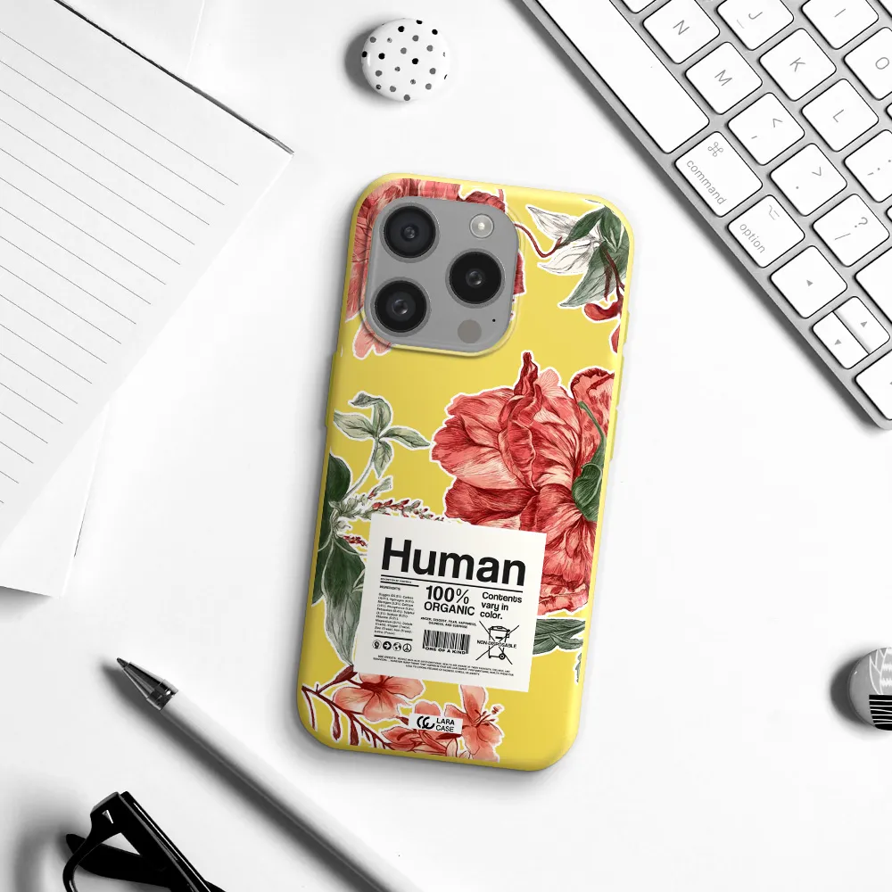 A Cover Of A Book With Flowers Apple Iphone 15 Pro Silicone Canary Yellow Case