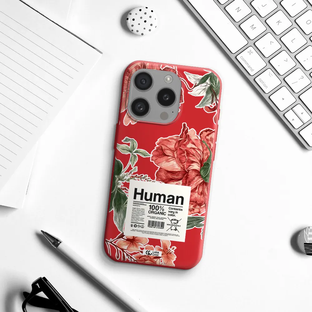 A Cover Of A Book With Flowers Apple Iphone 15 Pro Silicone Imperial Red Case