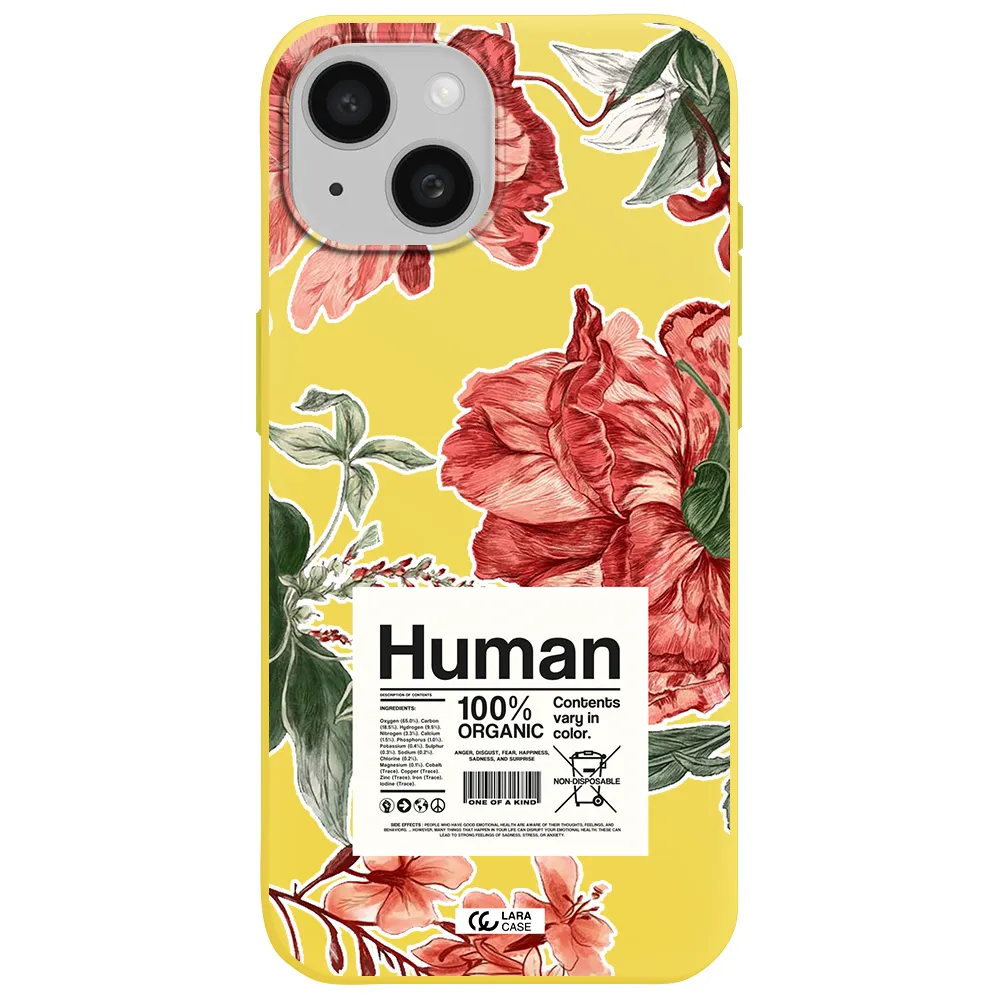 a cover of a book with flowers Apple iPhone 15 Silicone canary yellow Case