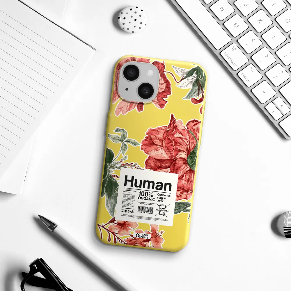 a cover of a book with flowers Apple iPhone 15 Silicone canary yellow Case