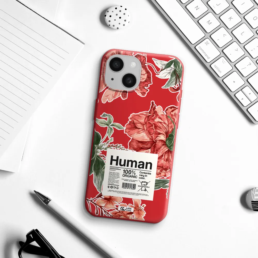 A Cover Of A Book With Flowers Apple Iphone 15 Silicone Imperial Red Case