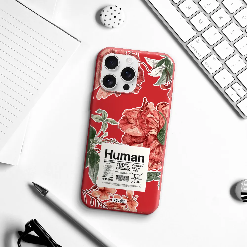 A Cover Of A Book With Flowers Apple Iphone 16 Pro Max Silicone Imperial Red Case