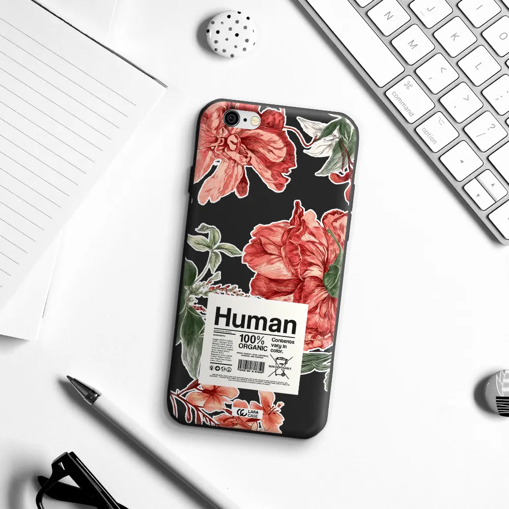 a cover of a book with flowers Apple iPhone 6 Silicone black Case