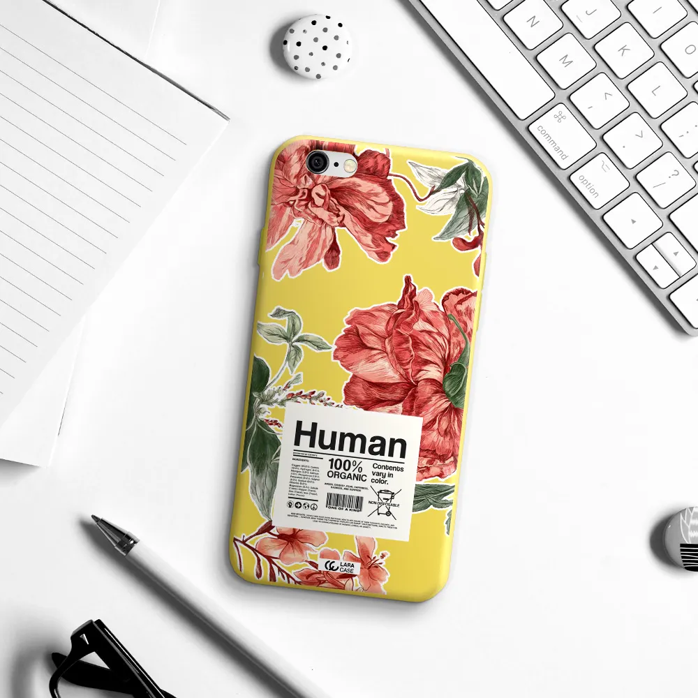 a cover of a book with flowers Apple iPhone 6 Silicone canary yellow Case