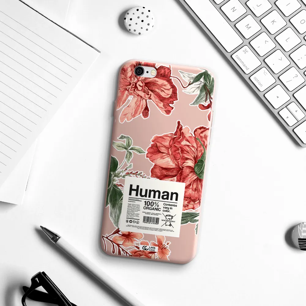 a cover of a book with flowers Apple iPhone 6 Silicone pastel pink Case