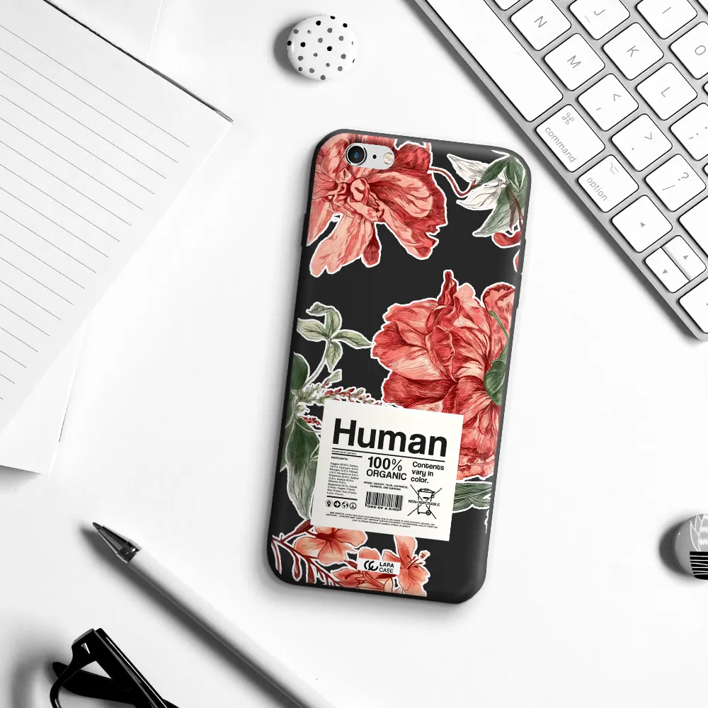 a cover of a book with flowers Apple iPhone 6S Silicone black Case