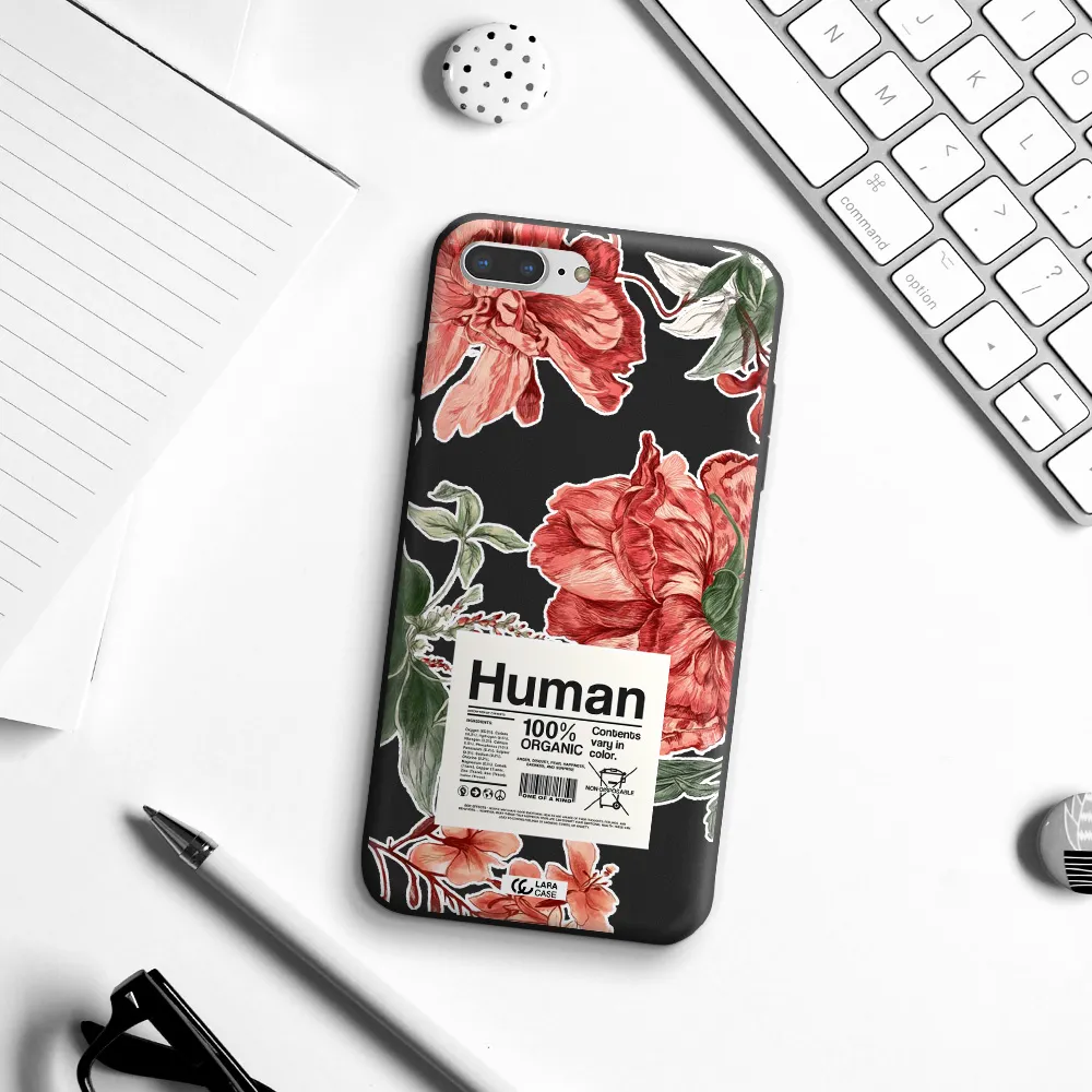 a cover of a book with flowers Apple iPhone 7 plus Silicone black Case