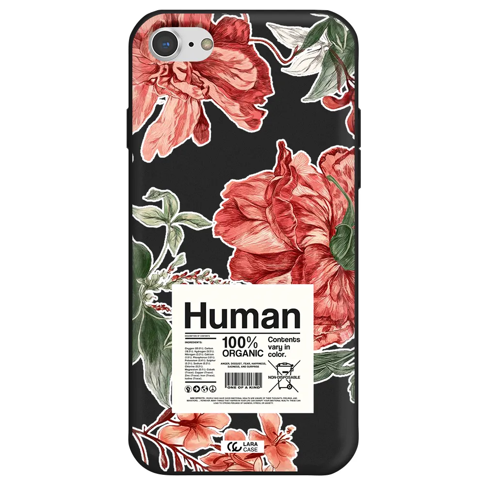 a cover of a book with flowers Apple iPhone 7 Silicone black Case
