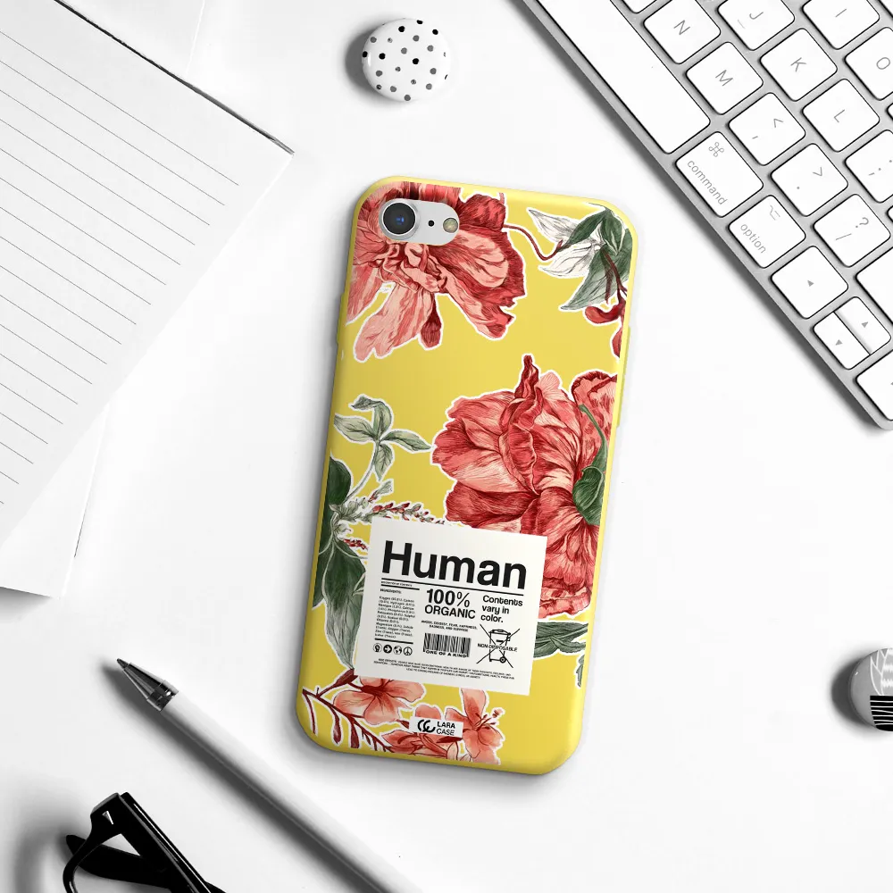 a cover of a book with flowers Apple iPhone 7 Silicone canary yellow Case