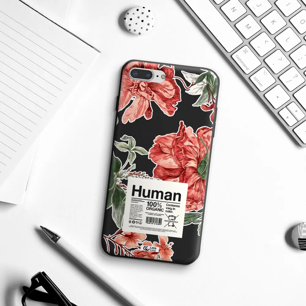 a cover of a book with flowers Apple iPhone 8 plus Silicone black Case