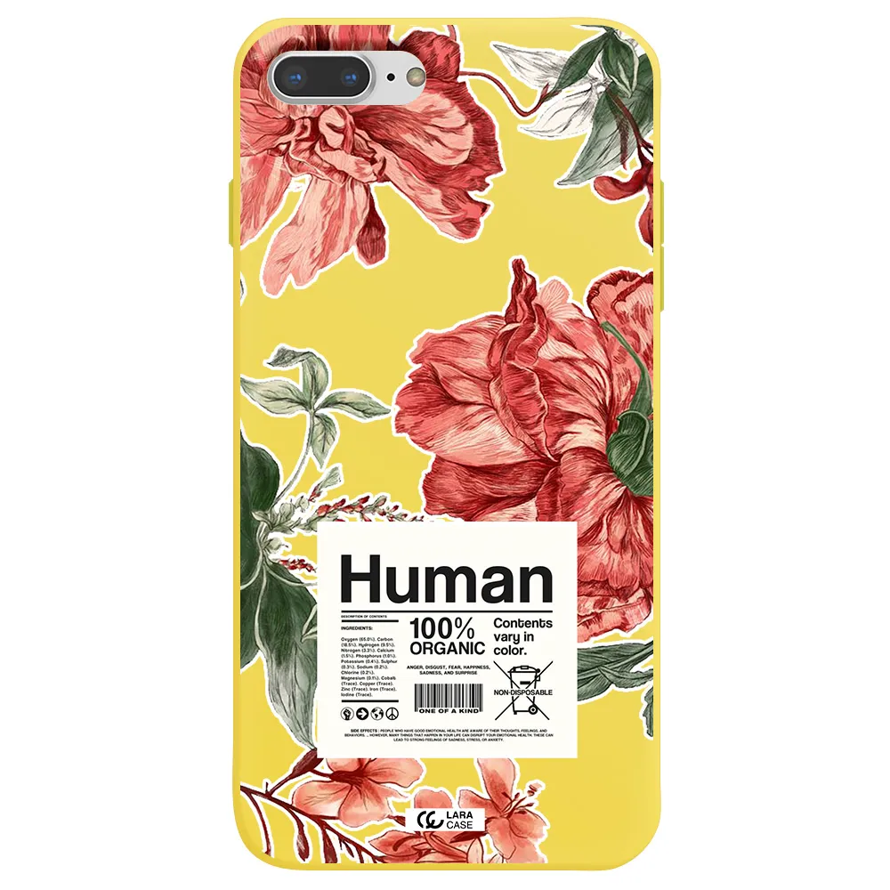 a cover of a book with flowers Apple iPhone 8 plus Silicone canary yellow Case