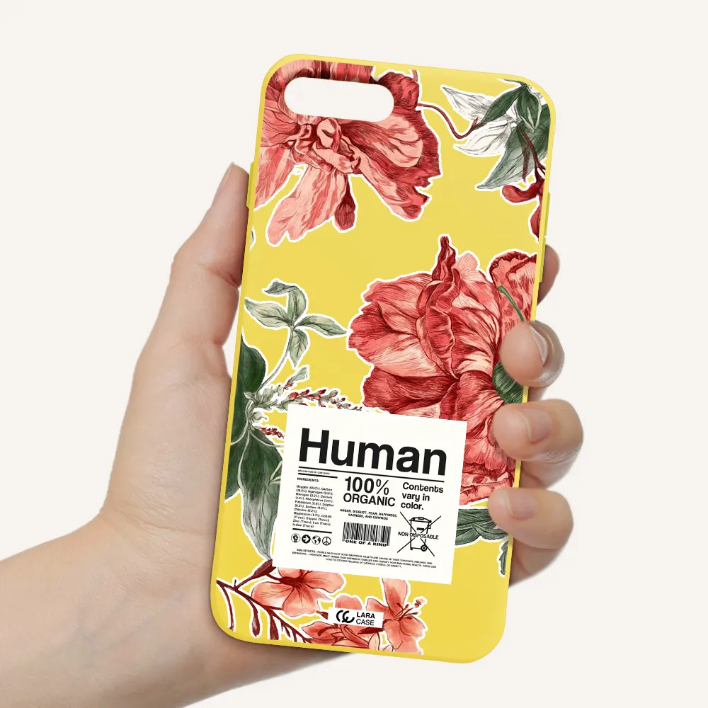 a cover of a book with flowers Apple iPhone 8 plus Silicone canary yellow Case
