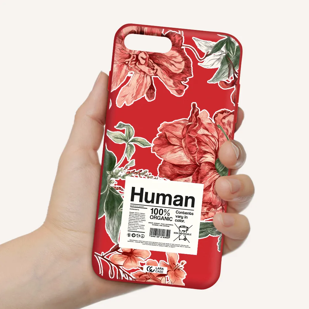 a cover of a book with flowers Apple iPhone 8 plus Silicone Imperial Red Case