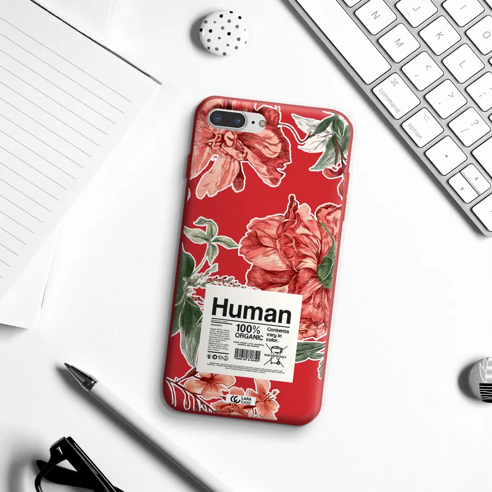 a cover of a book with flowers Apple iPhone 8 plus Silicone Imperial Red Case