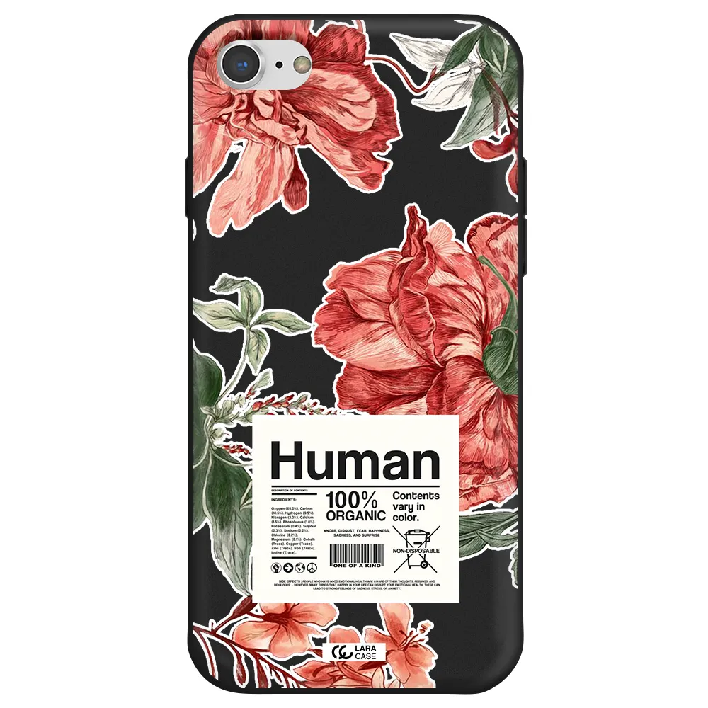 a cover of a book with flowers Apple iPhone 8 Silicone black Case