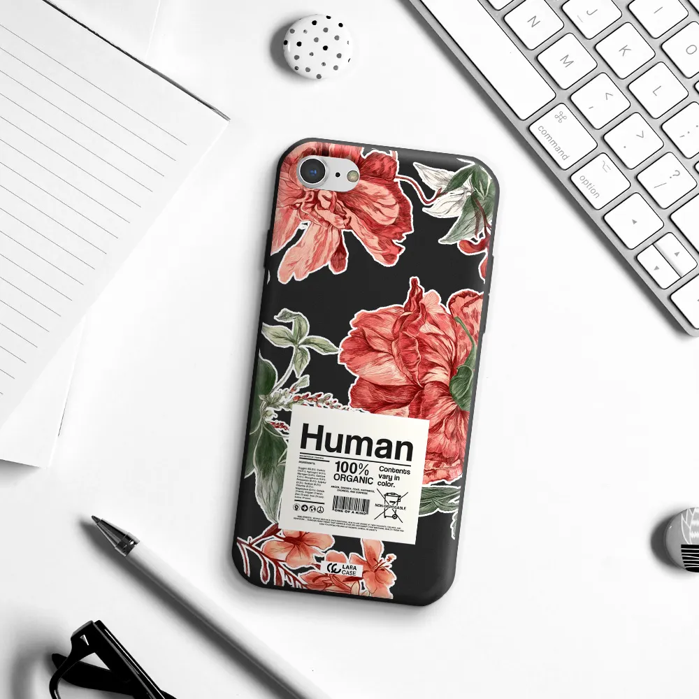 a cover of a book with flowers Apple iPhone 8 Silicone black Case