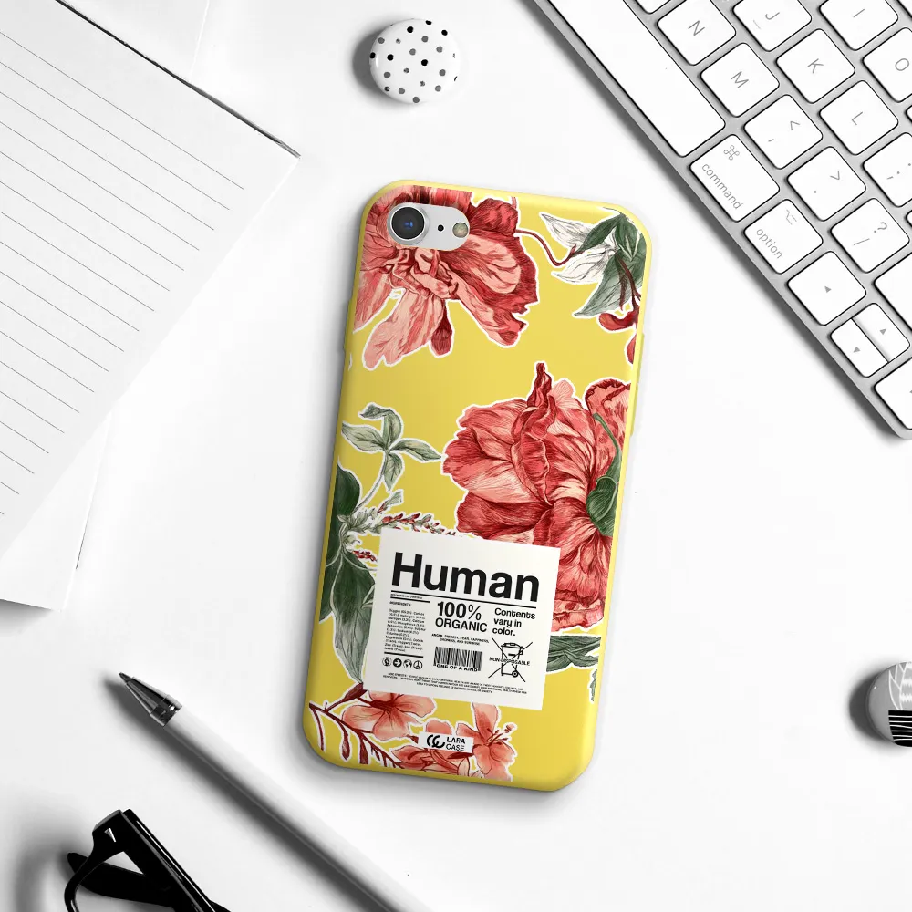 a cover of a book with flowers Apple iPhone 8 Silicone canary yellow Case