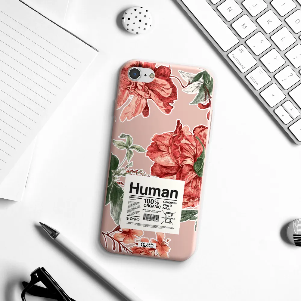 a cover of a book with flowers Apple iPhone 8 Silicone pastel pink Case