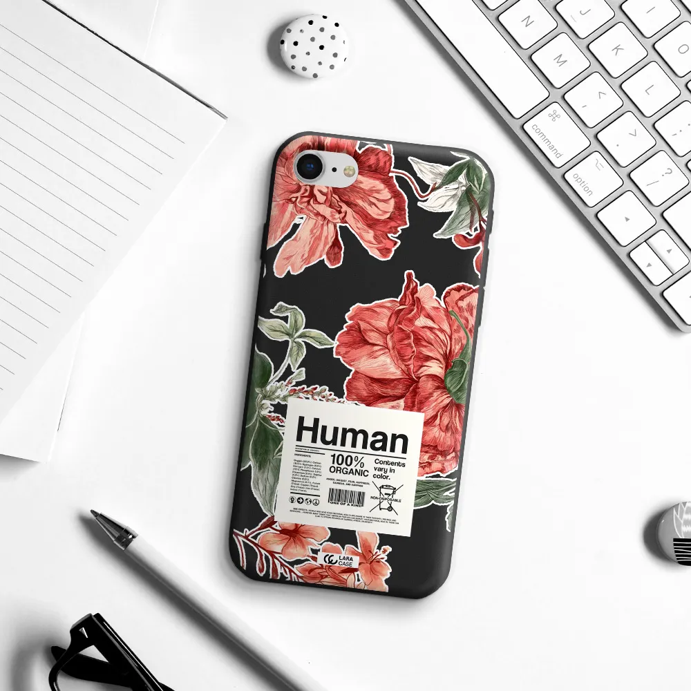 a cover of a book with flowers Apple iPhone se 2020 Silicone black Case