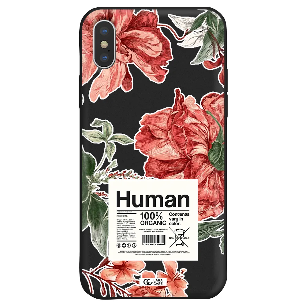 a cover of a book with flowers Apple iPhone X Silicone black Case