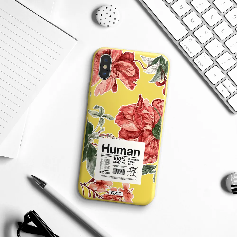 a cover of a book with flowers Apple iPhone X Silicone canary yellow Case