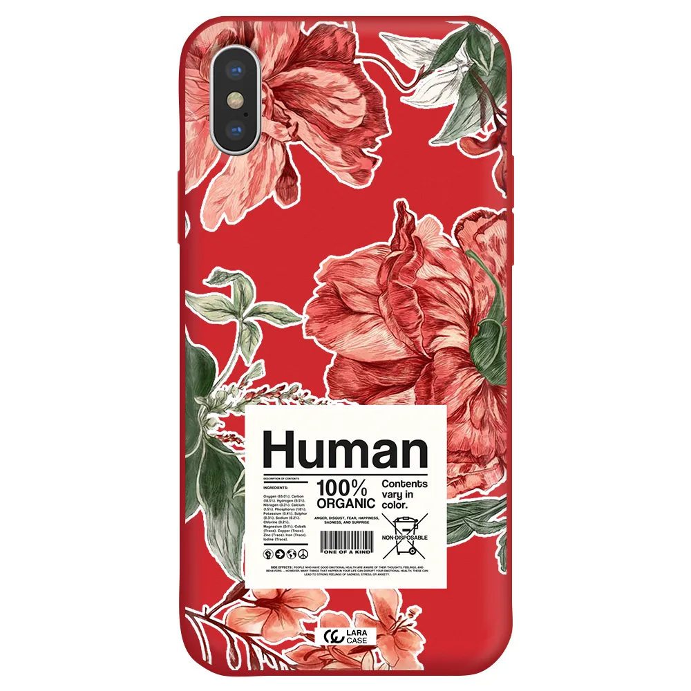 a cover of a book with flowers Apple iPhone X Silicone Imperial Red Case