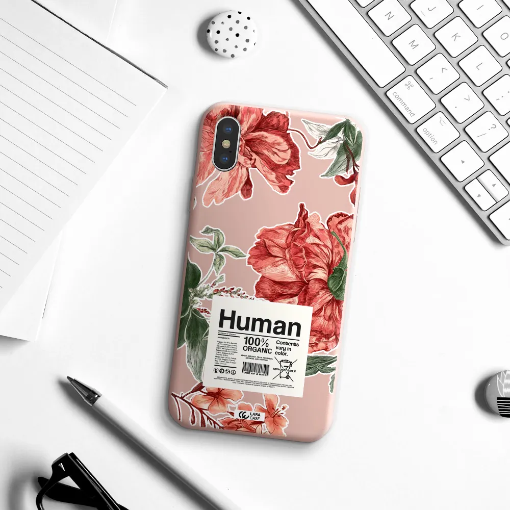 a cover of a book with flowers Apple iPhone X Silicone pastel pink Case