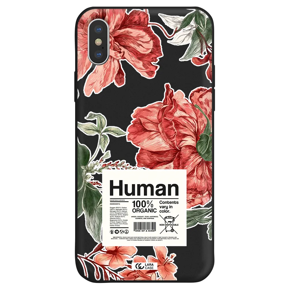 a cover of a book with flowers Apple iPhone XS Silicone black Case