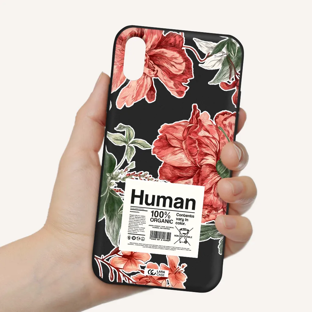 a cover of a book with flowers Apple iPhone XS Silicone black Case
