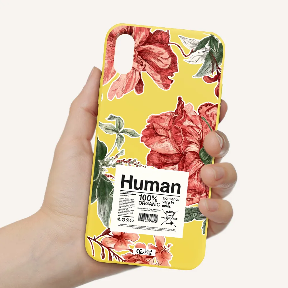 a cover of a book with flowers Apple iPhone XS Silicone canary yellow Case