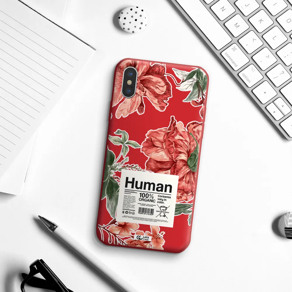 a cover of a book with flowers Apple iPhone XS Silicone Imperial Red Case